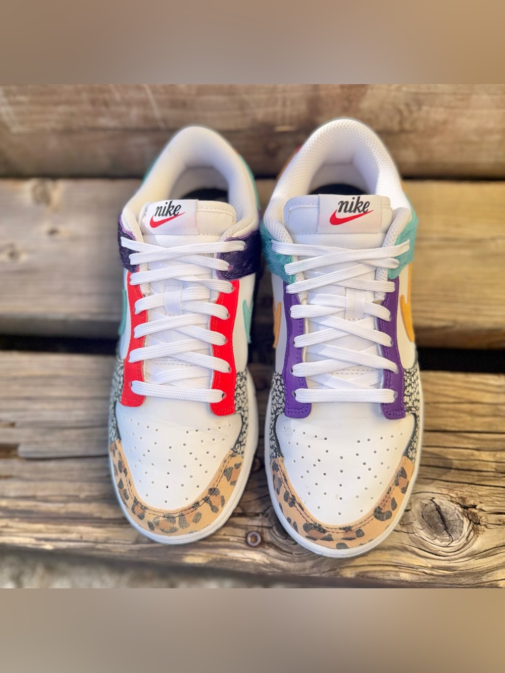 Rare Nike Dunk Low SE Safari Mix Patchwork Animal Print Womenâs 7.5 - Picture 6 of 11